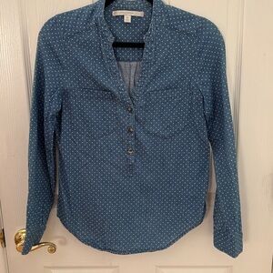 LC Lauren Conrad Denim Polka Dot Shirt size XS